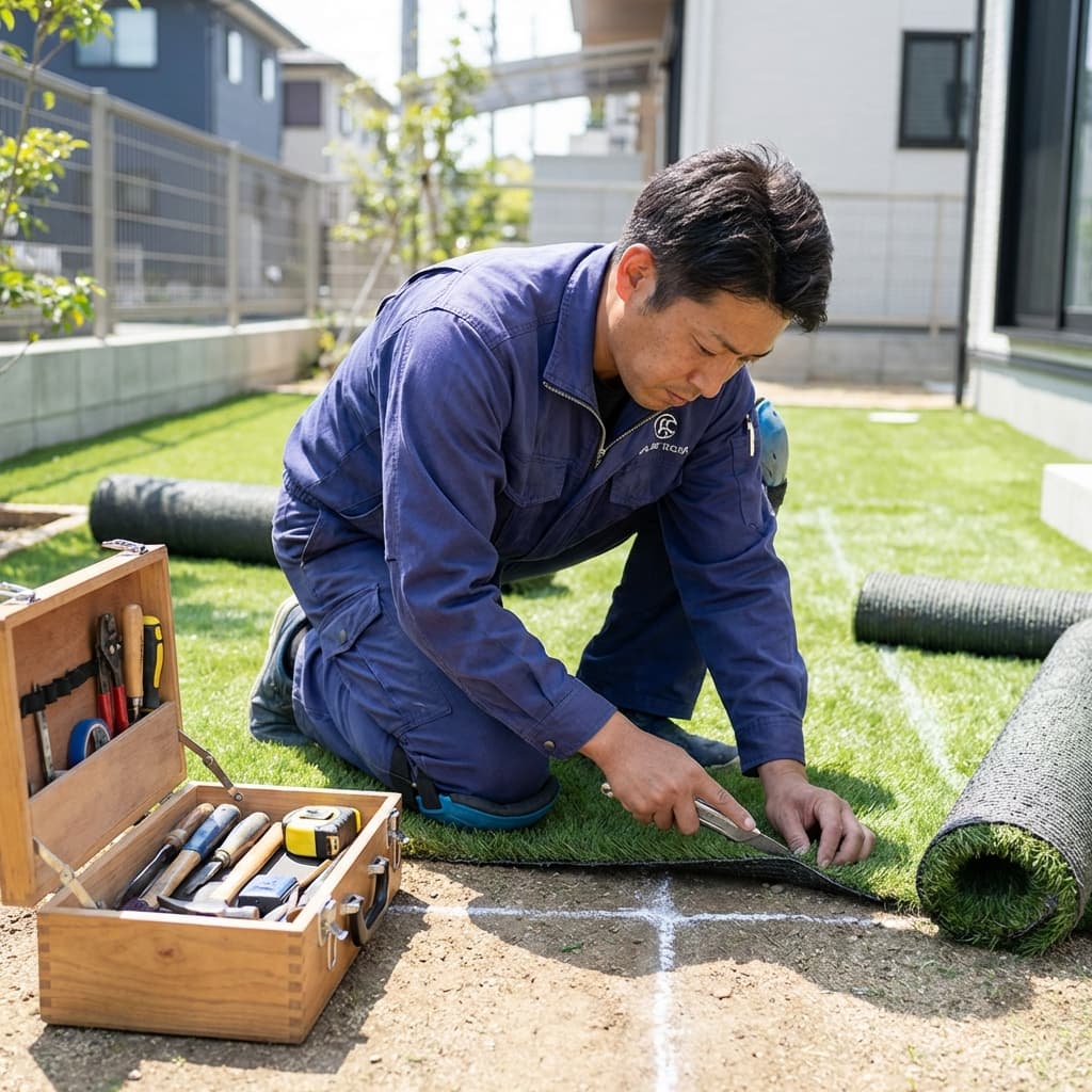 人工芝・外構の施工現場